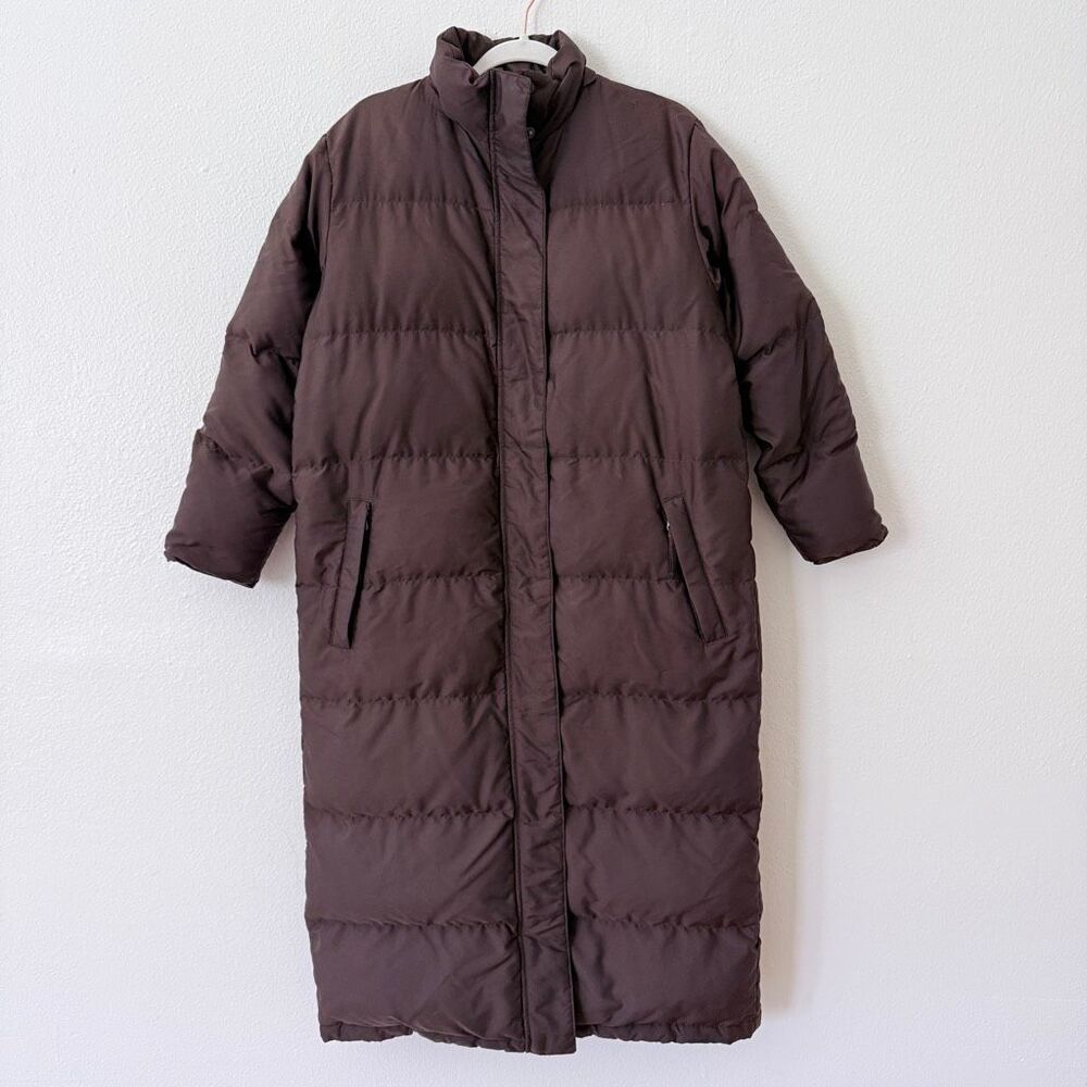 Vintage L.L Bean Women's Size Small Petite Brown Goose Down Insulated Overcoat